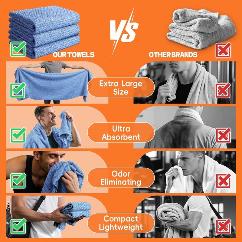 SOOWASH Camping Towels Quick Dry Sweat Towels for Gym, Absorbent Fast Drying Lightweight 27 inch X 55 inch Negative Ions Odorless Gym Towels for Men & Women,Yoga Sports Travel Outdoor (Large Blue) - Image 4
